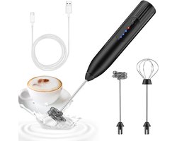 Elektrische melkopschuimer - Mini garde USB garde - Koffie bereiden - Dubbele garde - USB-oplaadbaar - Zilver