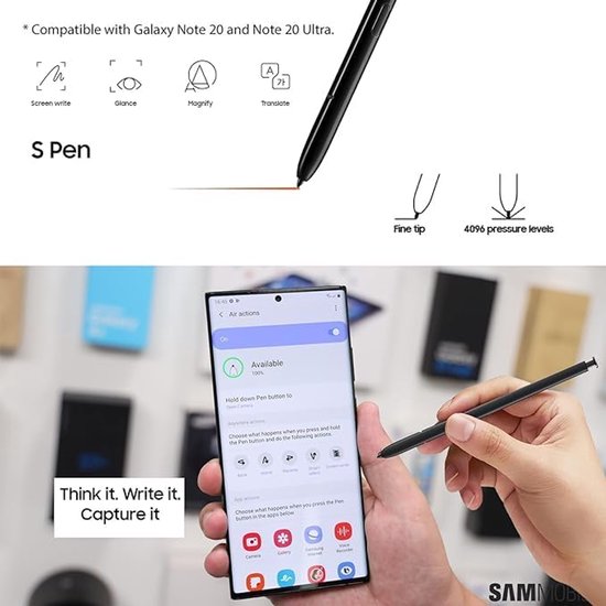 2 Packs 20 Stylus Pen Vervanging voor Samsung Galaxy Note 20/Note 20 Ultra S Pen WithoutBluetooth (zwart) — afbeelding 5