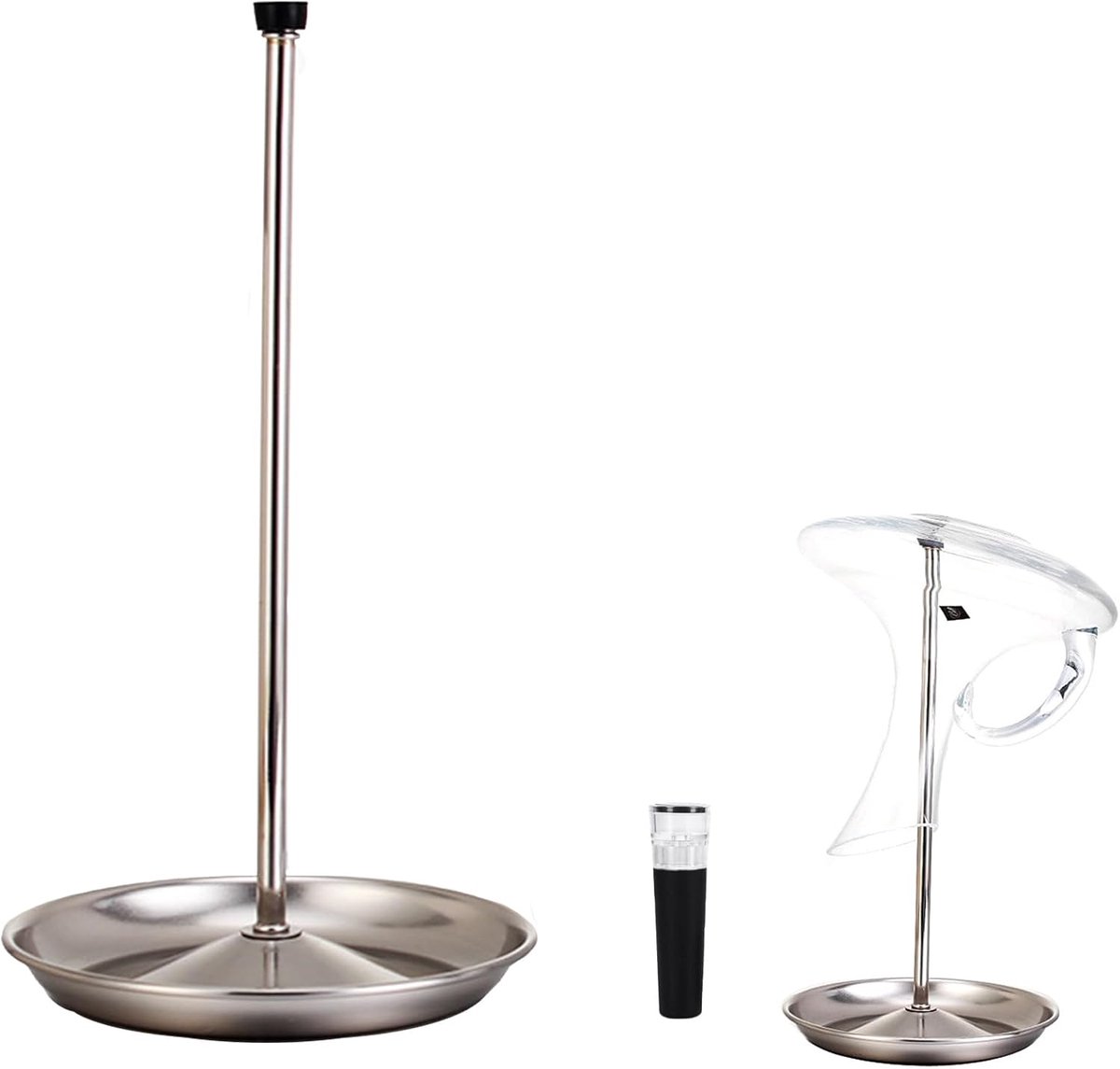 Decanteer-accessoires, houder van roestvrij staal aan de achterkant, wijnkaraf voor plank, drainage, karaf om wakker te worden, keuken, eettafel, bar