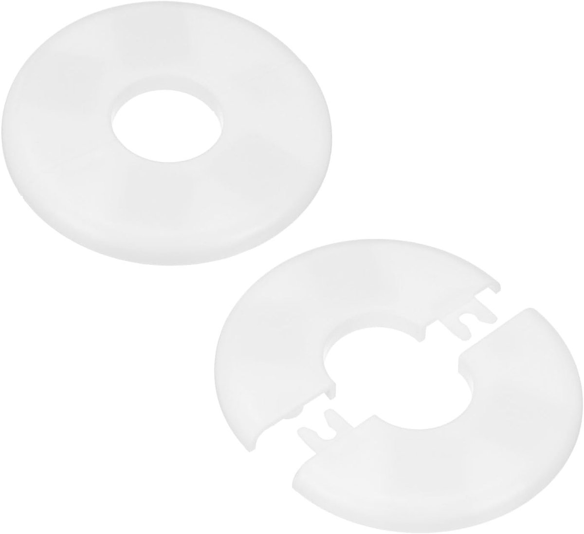 METERXITY Set van 2 gesplitste muurflens, voor 1 inch/25 mm OD-buis ABS rozet plaat ronde zelfklevende sanitaire afdekplaten voor waterpijp/kraan [wit]