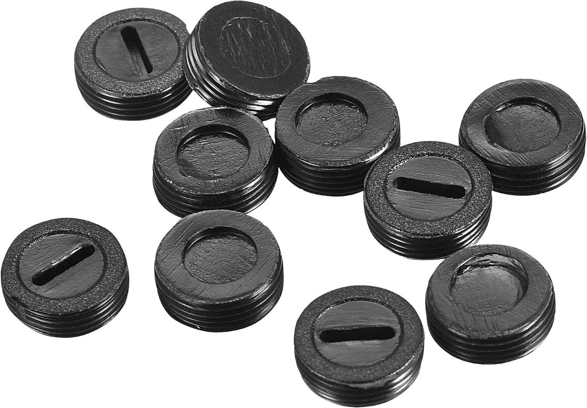 sourcing map 10 stuks koolborstelhouderkap motor elektrische borstel kunststof afdekking schroefdraad zwart 14 mm AD 5 mm hoogte