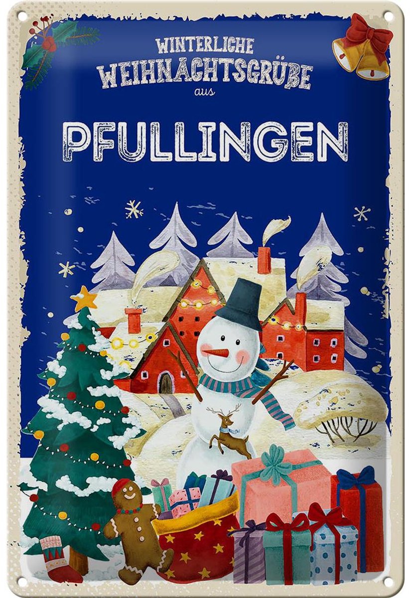 Blechschild Weihnachtsgrüße PFULLINGEN 20x30cm