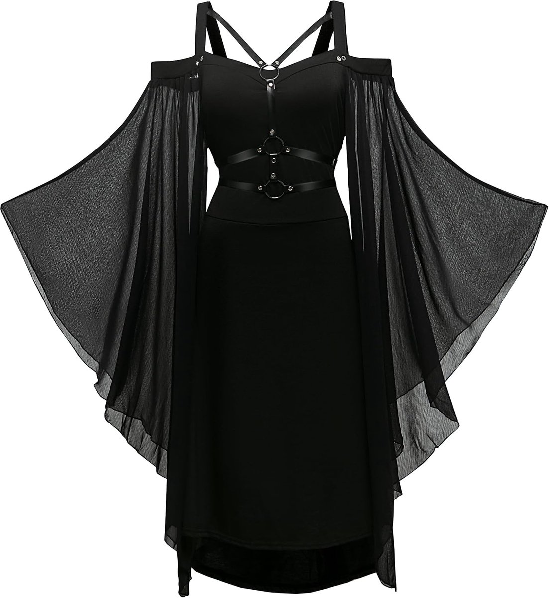 Renaissancekostuum, voor dames, middeleeuwse jurk, trompetmouwen, gothic, maxi-jurk, carnaval, Halloween, feestjes