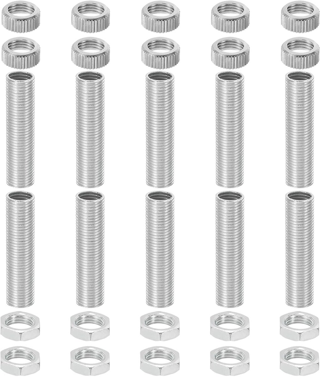 G4 Lamp Hardware Fixtures Kit, M10 x 40 mm Draad Lamp Pijp Nippel met Zeskantige Socket Caps Geschikt voor G4 Lamp Licht Socket Pack van 10