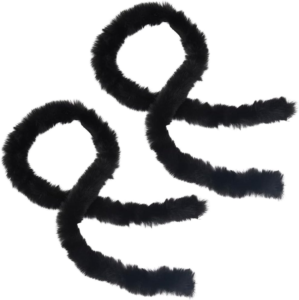 2 Stks 4M Zwart Faux Bont Lint Trim Zachte Fuzzy Chenille Sticks Pluizige Stoffen Rol Shaggy Stengels Brede Xmas Harige Wol Craft Strips voor Naaien Home Party Garland Decor Diy Kleding