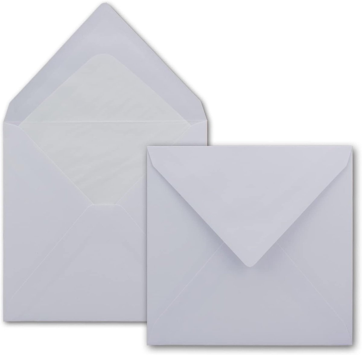 Neuser Enveloppen, 50 stuks, hoogwit, vierkant, 145 x 145 mm (14,5 x 14,5 cm), gevoerd, 100 gram per m², natte plakrand met puntige klep