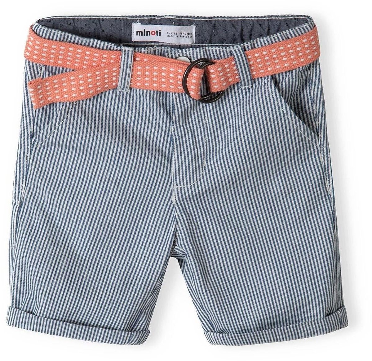Minoti korte broek jongens chino met riem - 100% katoen - blauw
