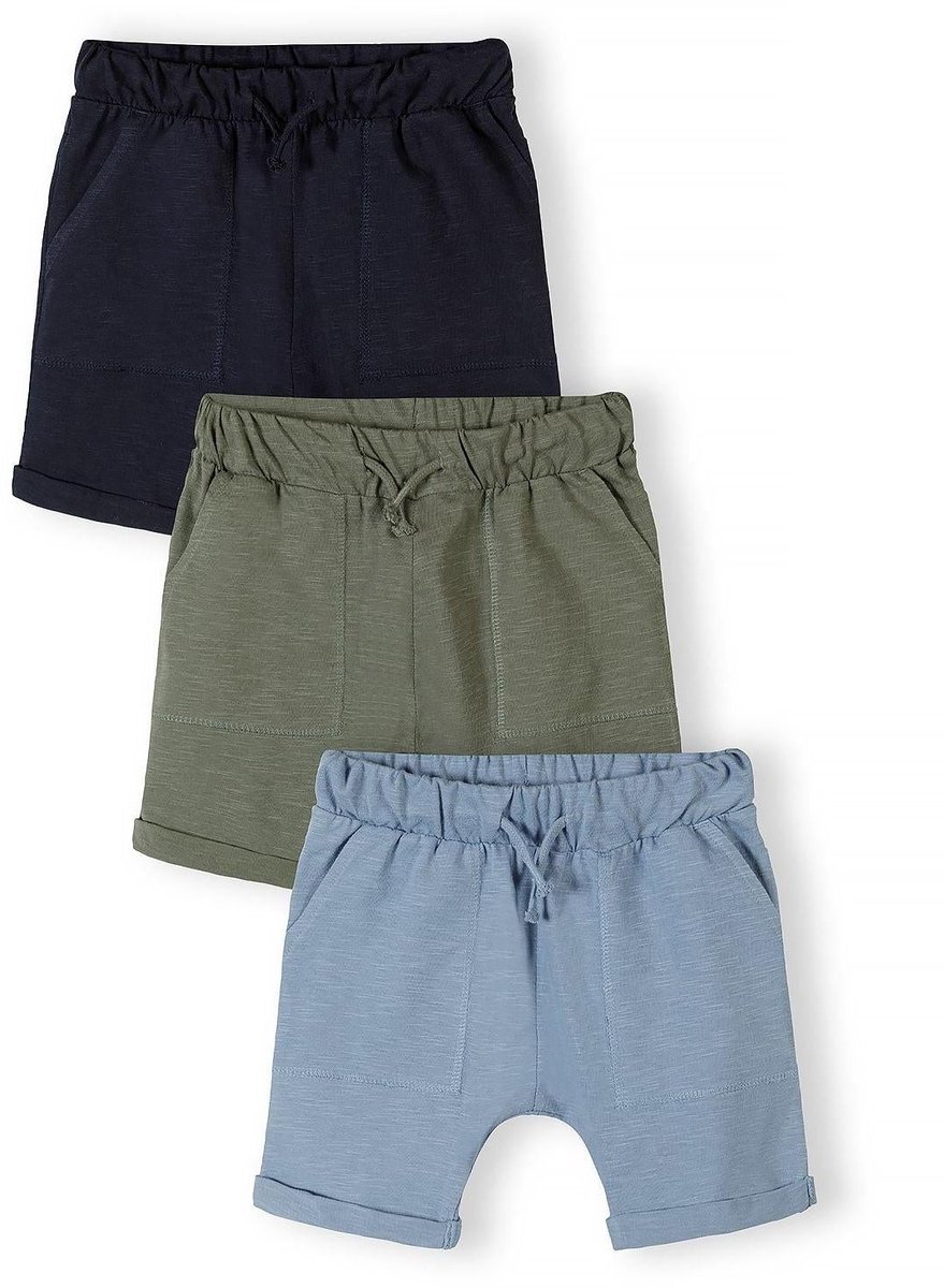 Minoti jongens korte broek 3-pack katoen jersey - donkerblauw