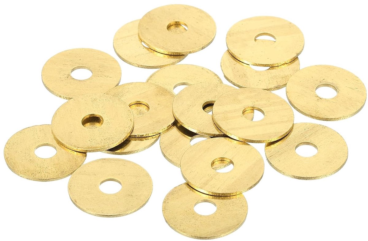 Platte sluitringen van messing, kit sluitringen M5 van koper, gesorteerd ID 5 mm, OD 20 mm, dikte 1 mm, voor schroeven en mechanische reparaties, gebouwen buiten
