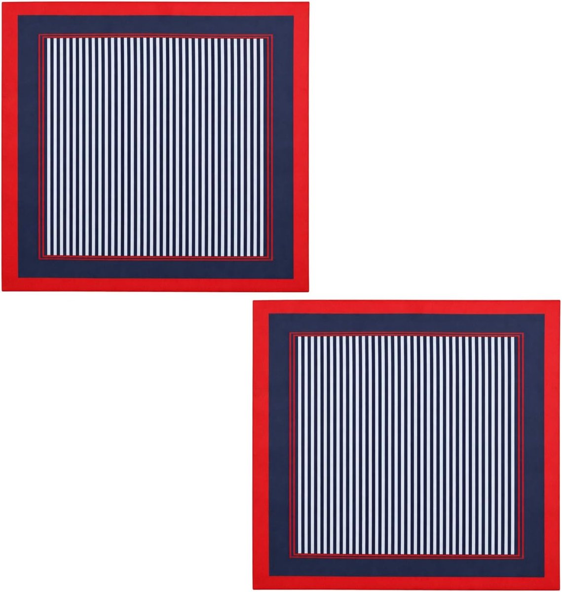 2 stuks Nautische vierkante 50×50 cm gestreepte matrozenhalsdoek, rode halsdoek met blauw-witte strepen, lichte doek voor kostuumaccessoires, themafeesten, dames en heren