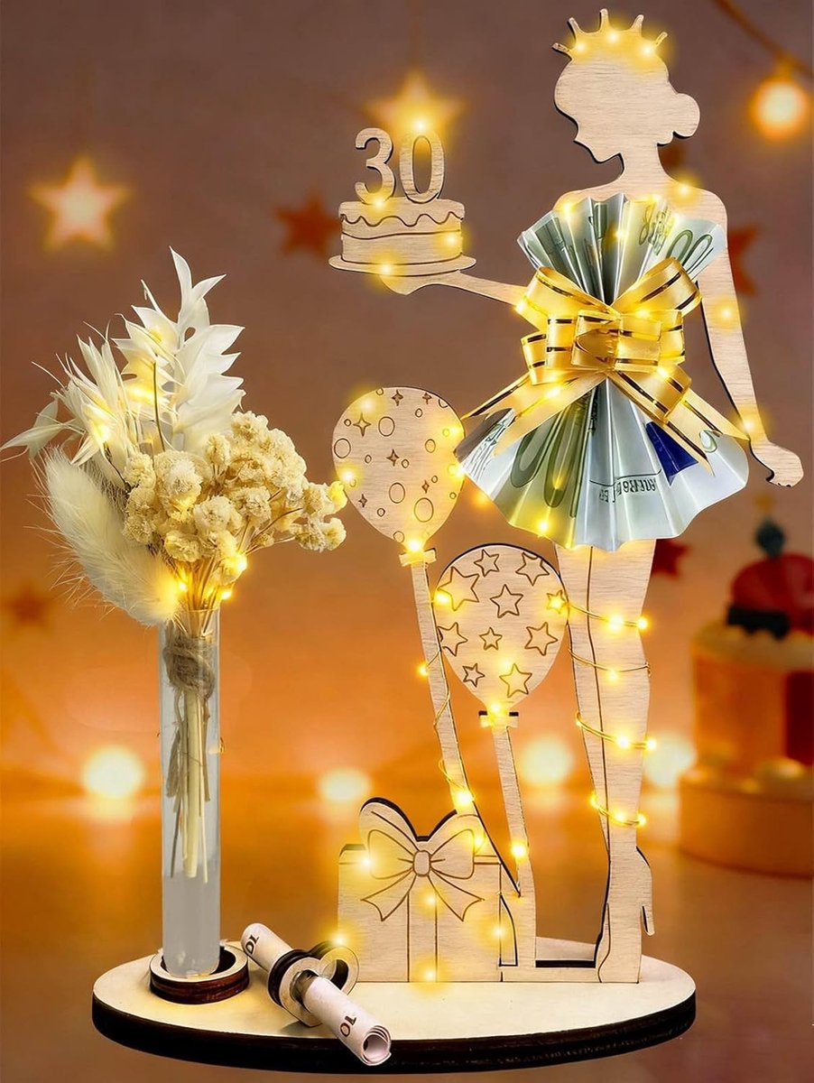 verjaardag 30e verjaardag vrouwen, LED 30e verjaardag decoratie 30e verjaardag vrouwen, gepersonaliseerd cadeau 30e verjaardag vrouw houten bord gastenboek (30)