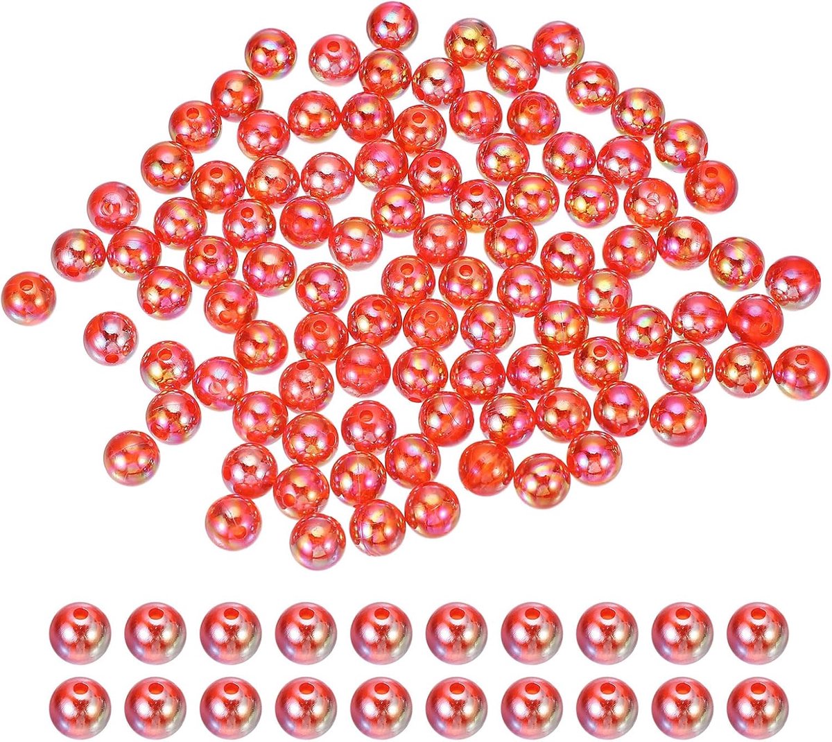 10 mm viskralen, 200 stuks acryl holografische kralen rond visaas eieren rig kraal visgerei kunstaas accessoire voor visserijtuigen aas, rood
