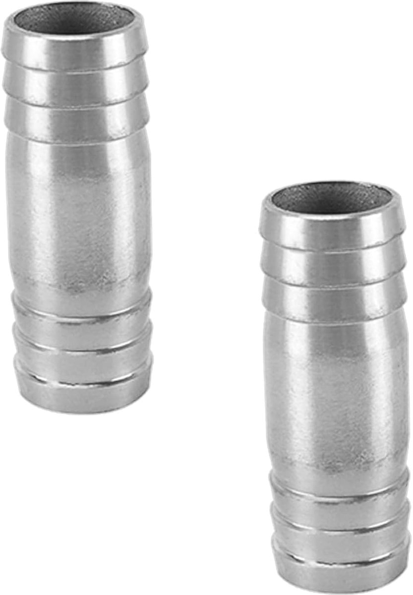 22mm Rechte Slangverbinding van Roestvrij Staal, 2-weg Slangkoppeling Afvoerslang Slangverbinder (2-pack)