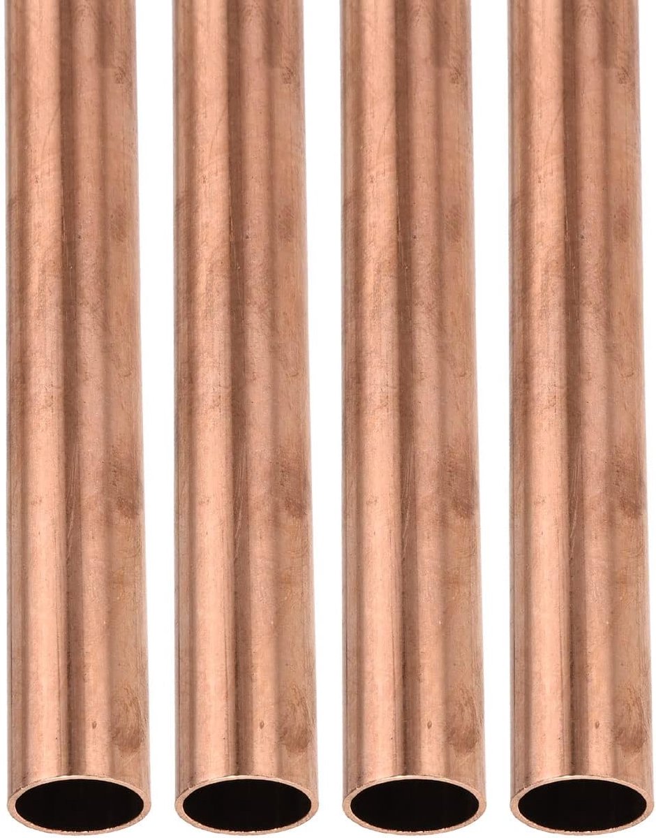 20 mm x 1 mm x 200 mm (ADxWand TxL) koperen buis, 4 stuks, goed voor machine-apparatuur, zelfbouw, decoratief frame, ronde metalen slangen