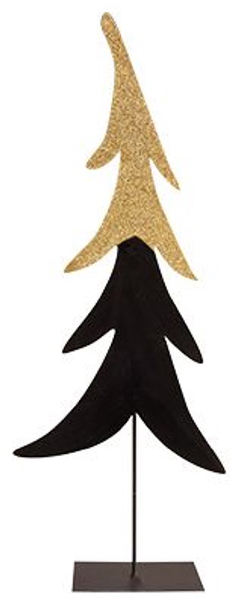 Kerstboom Goldy Zwart 12,2x6xh40cm Langw Erpig Metaal