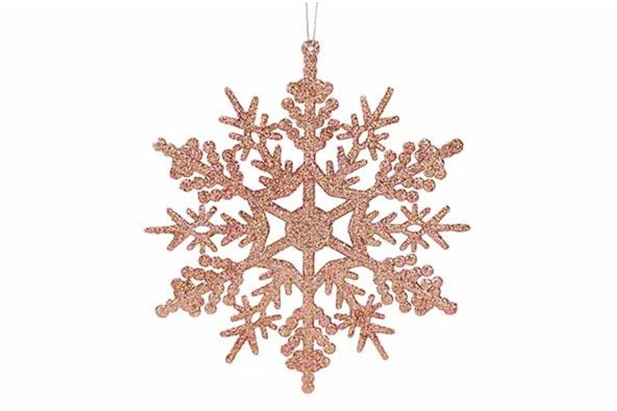 Sneeuwvlok Hanger Glitter Roze D18cm Kun Ststof