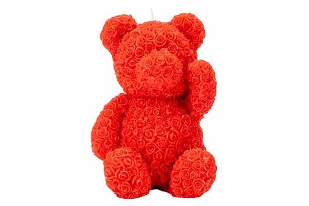 Kaars Roses Bear Rood 11x11xh15cm