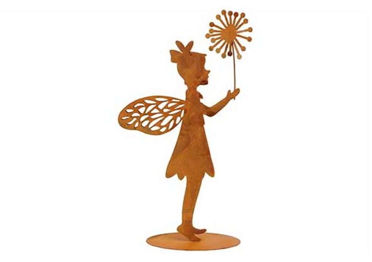 Beeld Fairy Standing Holding Flower Roes T 9,5x4xh19cm Andere Metaal