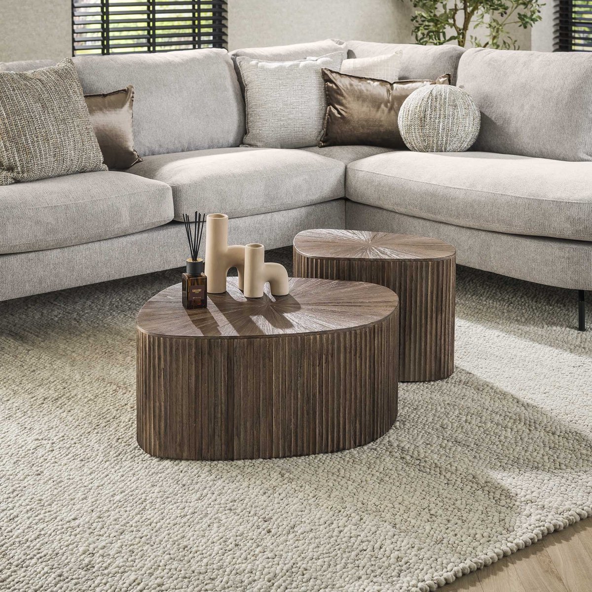 PS-Collection Salontafel Set van 2 Teakhout Espresso - Maya - salontafels rond, salontafels, salontafel zwart, salon tafel, salontafel rond, salontafel industrieel, salontafel vierkant, salontafel marmer