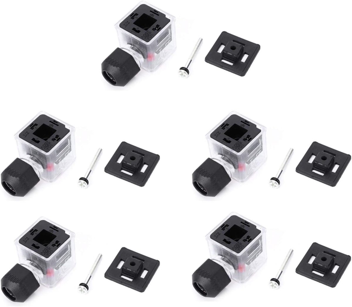 5 stuks plug waterdicht stofdicht elektrische connector transparant met licht niet-kabel gelijkstroom voor magneetventiel(24V)