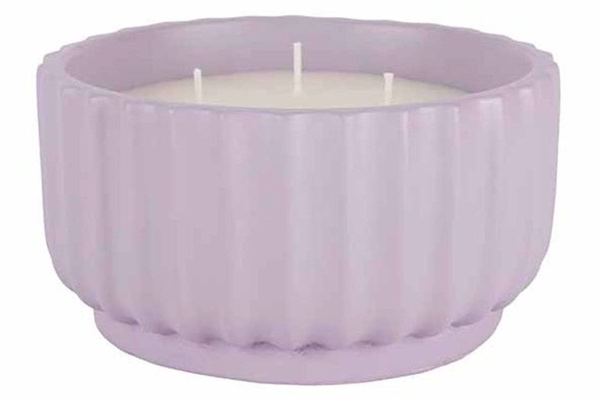 Geurkaars 3 Wicks Lila 14x14xh7,5cm Rond Cement