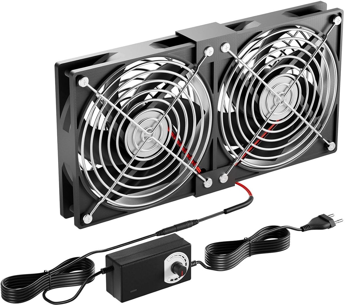 Pc-ventilator, 240 mm, 12 V, ventilator met stekker en traploze snelheidsregelaar (2750 tpm), stille krachtige ventilator voor computer, server, tv, pc, AV-cabine, router
