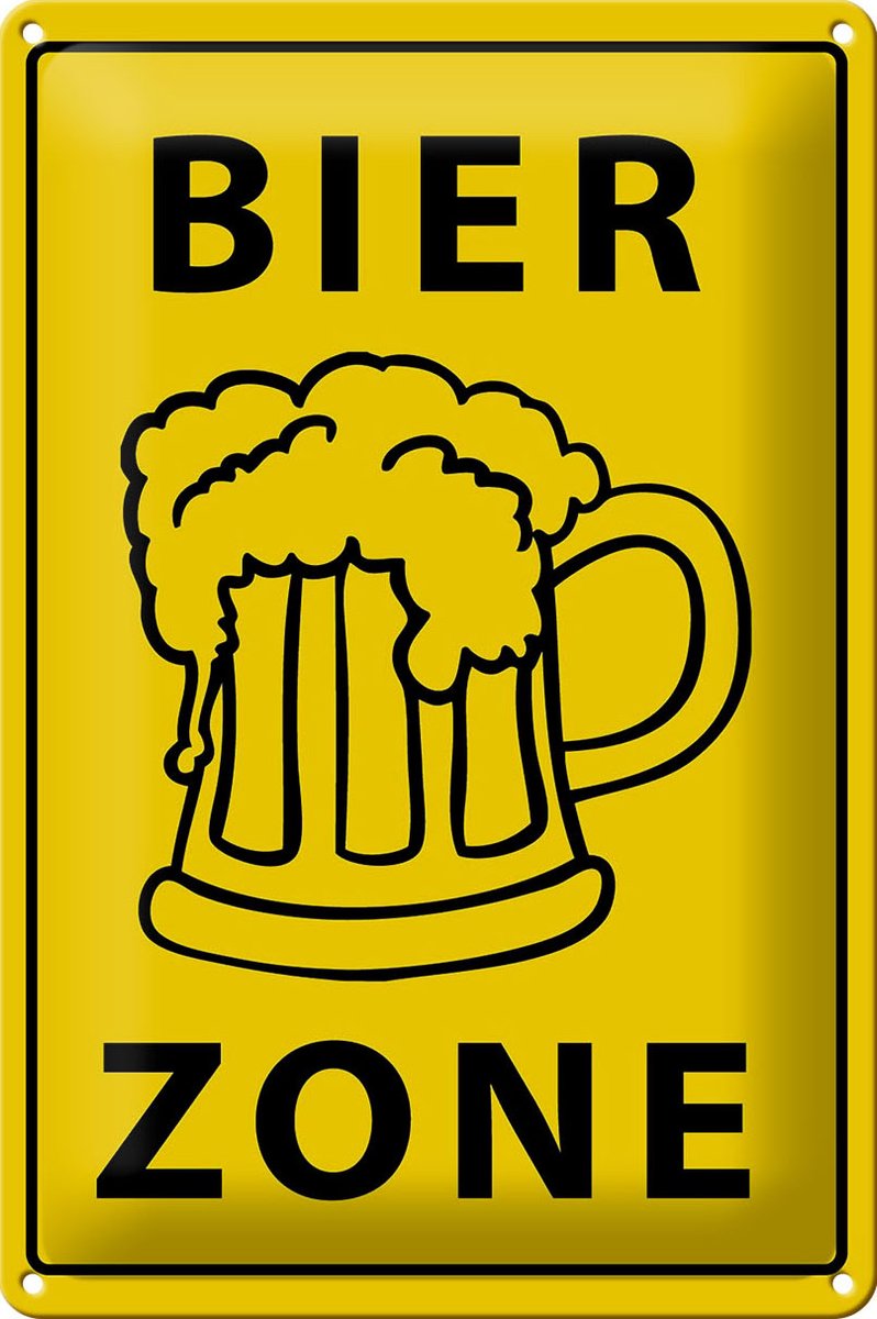 Blechschild Hinweis 20x30cm Bier Zone gelbes