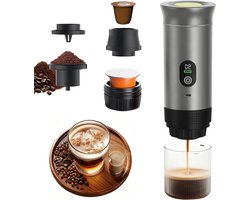 Draagbare Espressomachine - Mini Koffiezetter - Onderweg Koffie Maken - 3-in-1 Koffiebereiding - 150 ml - Zilver