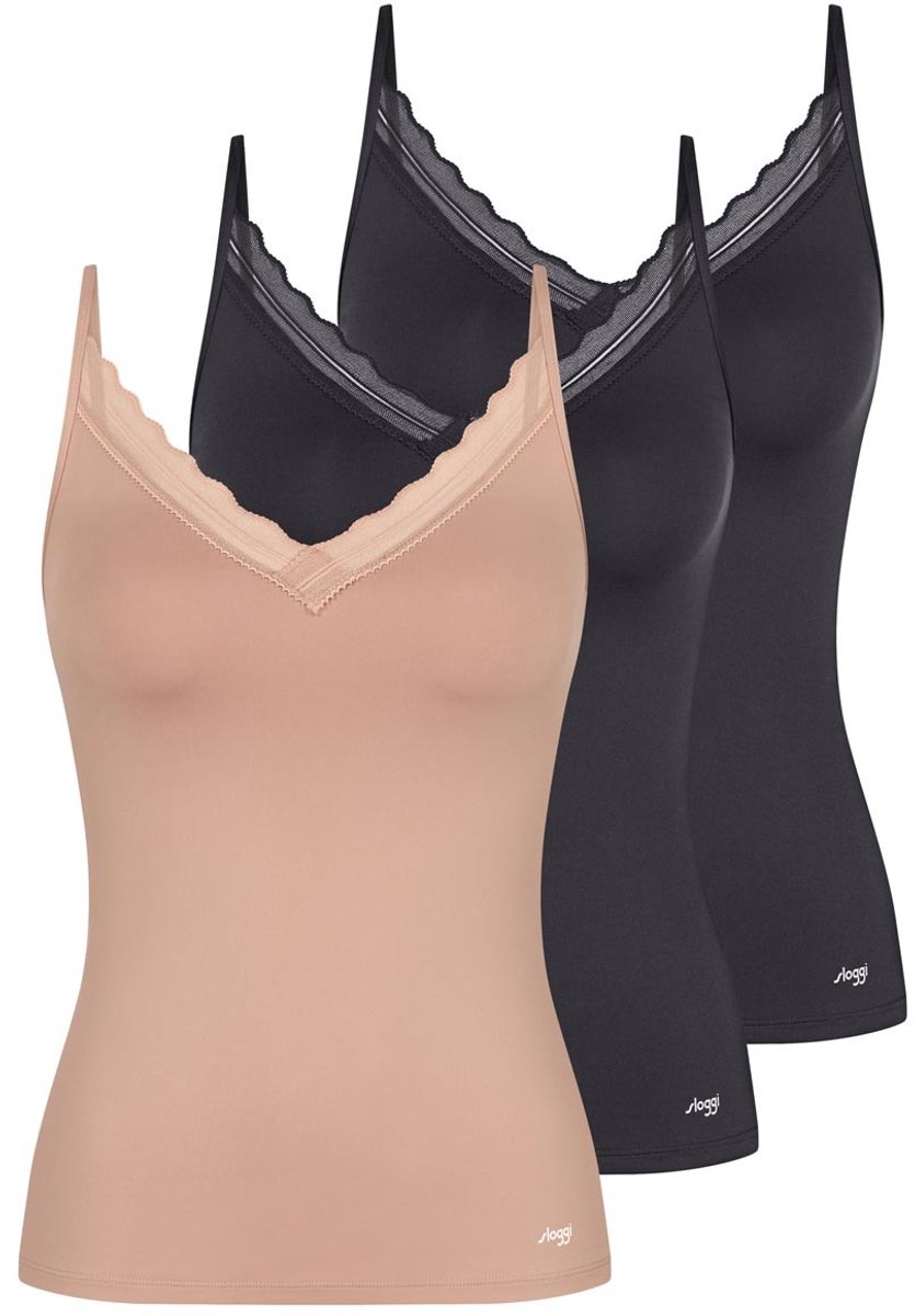 sloggi Dames spaghettitop 3 pack Go Blush