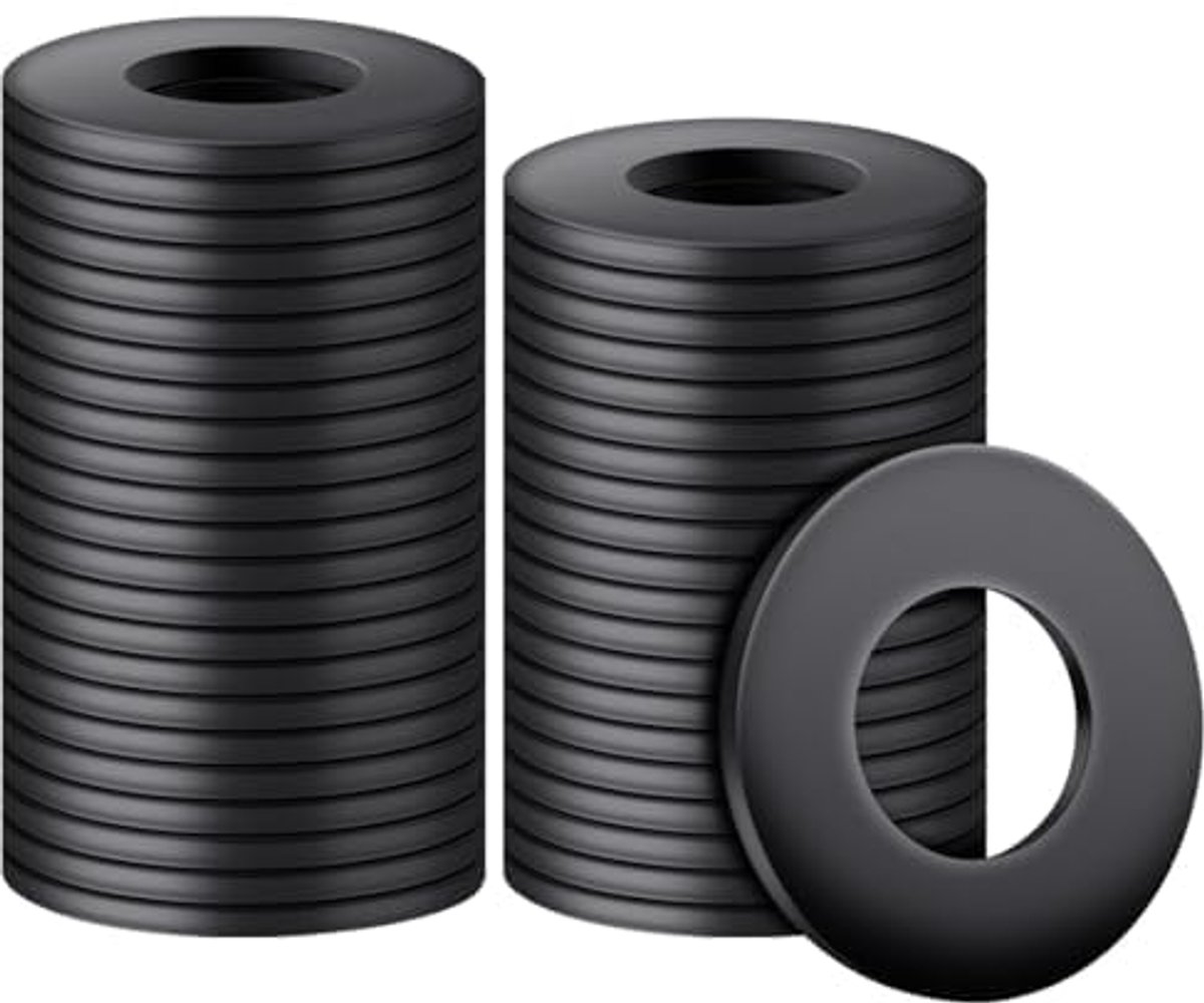 plat, M12 x 24 mm, 20 stuks, sluitringen, zwart, carrosserieschijven, afstandhouders, koolstofstaal, afdichting, bijsluitringen, afstandringen voor schroefdraadstangen, schroeven