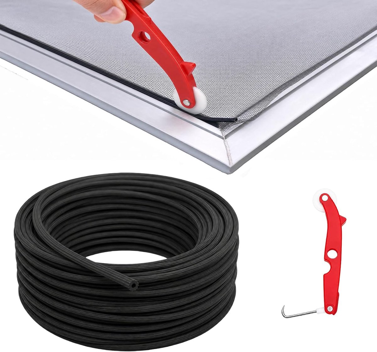 25 m rubberen biesband 6 mm rubberen bies voor vliegengaas | Zwarte rubberen bies, vliegengaas, accessoires voor vliegengaas, muggennetten, biesrubber voor spanframe, insectenhor