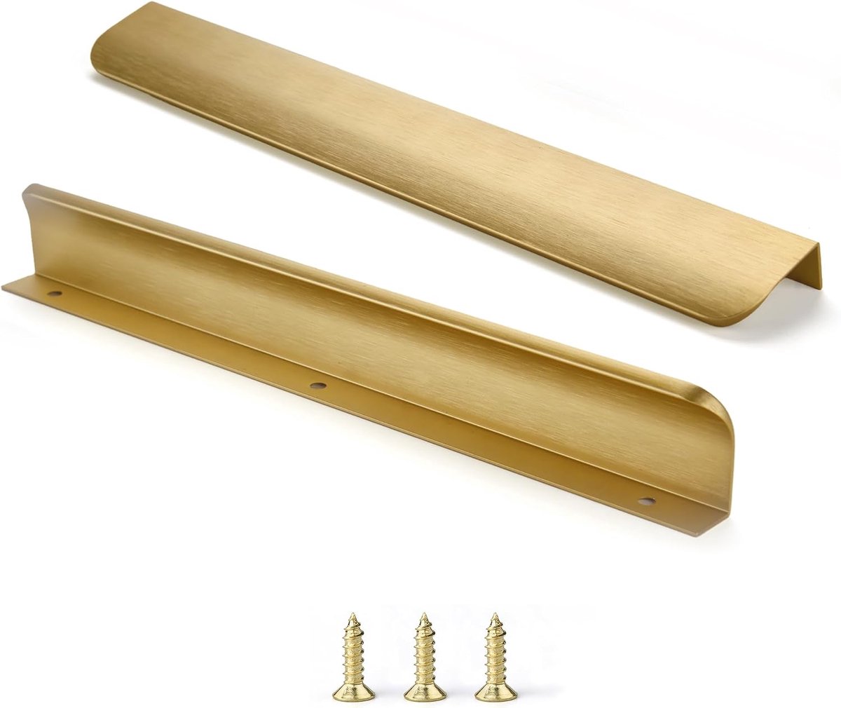 Vinger Tabs Trekt voor Kast Keuken Hardware Lade Pull Kast Platte Verborgen Geborsteld Messing Dressoir Bar Deur Lange Handgrepen voor Meubels 10Pack Moderne 10 "Gat Center Eenvoudige