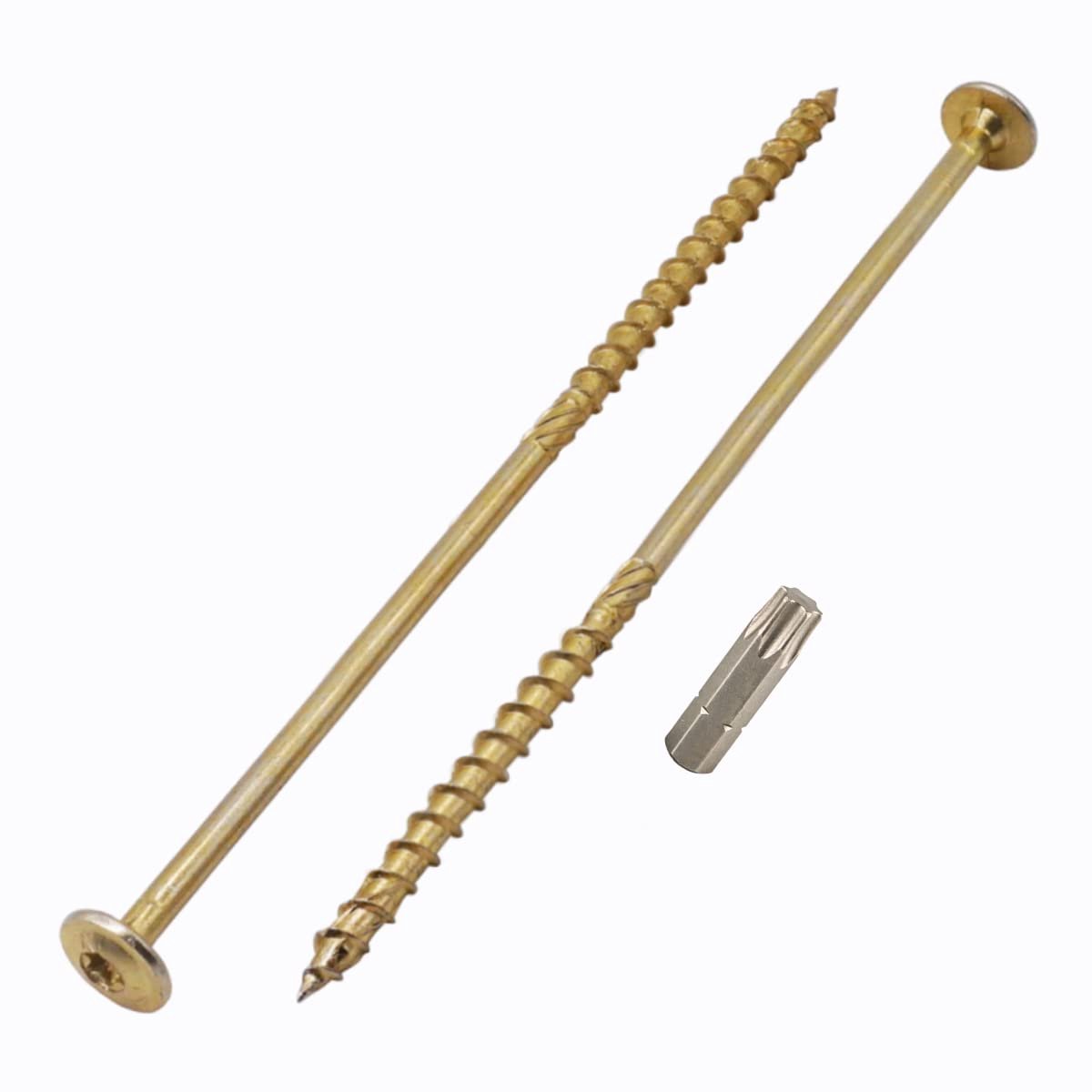 (Pack van 8 stuks) Gegalvaniseerd staal 8,0 x 300 mm gele houtschroeven, torx-kop, wafelkop, houtschroeven, gedeeltelijk schroefdraad (8, 8,0 x 300 mm)
