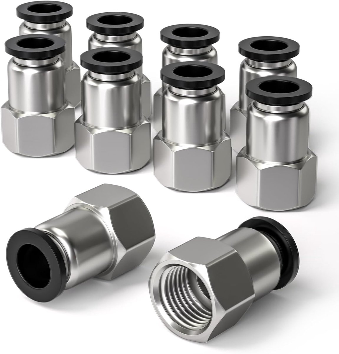 10 Pcs 4mm Buis OD x 1/4" Vrouwelijke BSP Draad Rechte Push in Verbinding Pneumatische Fitting, PCF4-02 Quick Release Air Line Adapter