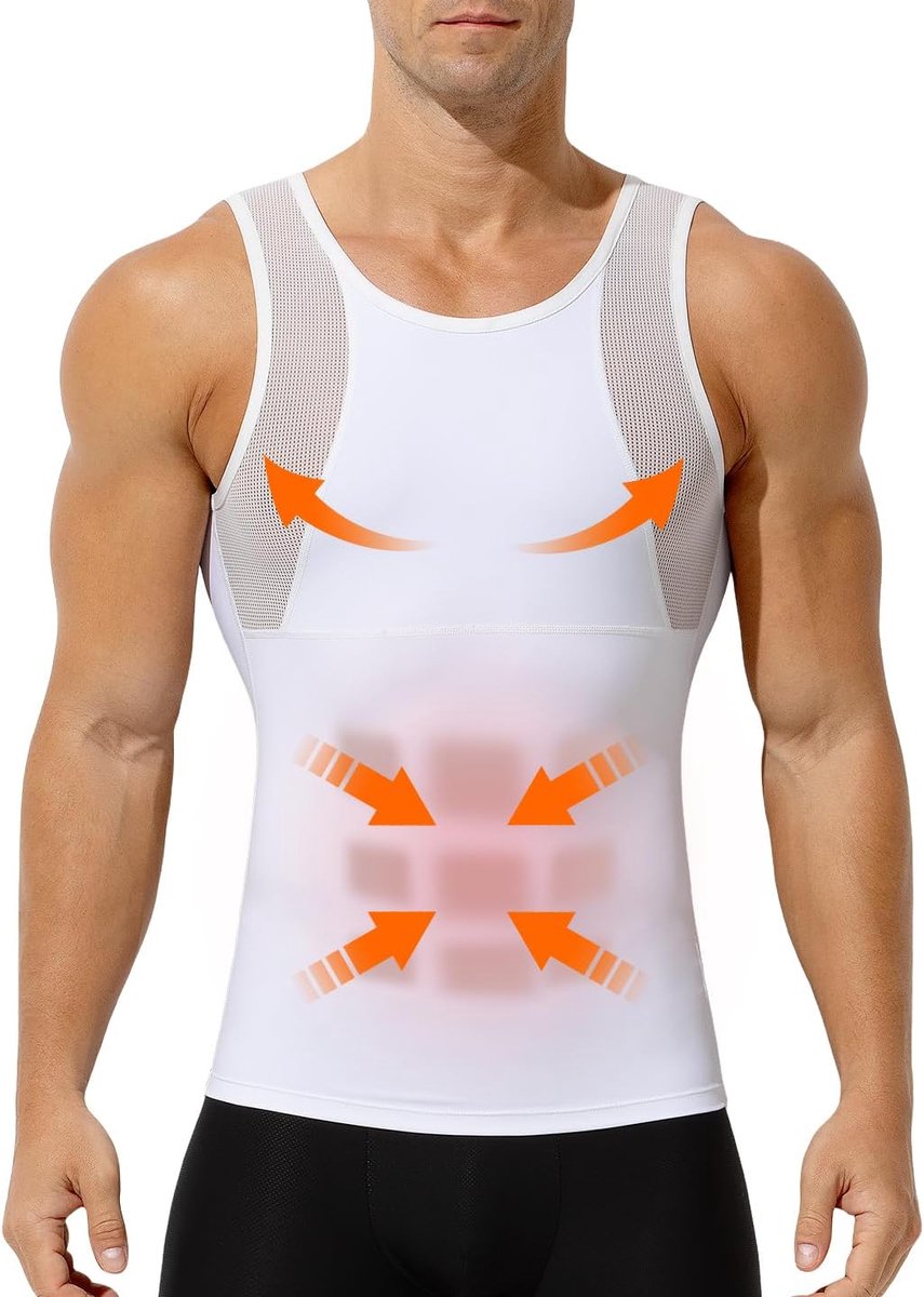 Kevin Shapewear Heren Elastisch Buikcorrigerend Onderhemd Compressieshirt Tanktop Heren Body Shaper Strak Mouwloos voor een Plattere Buik Compressie Shirt Sport Onderhemd