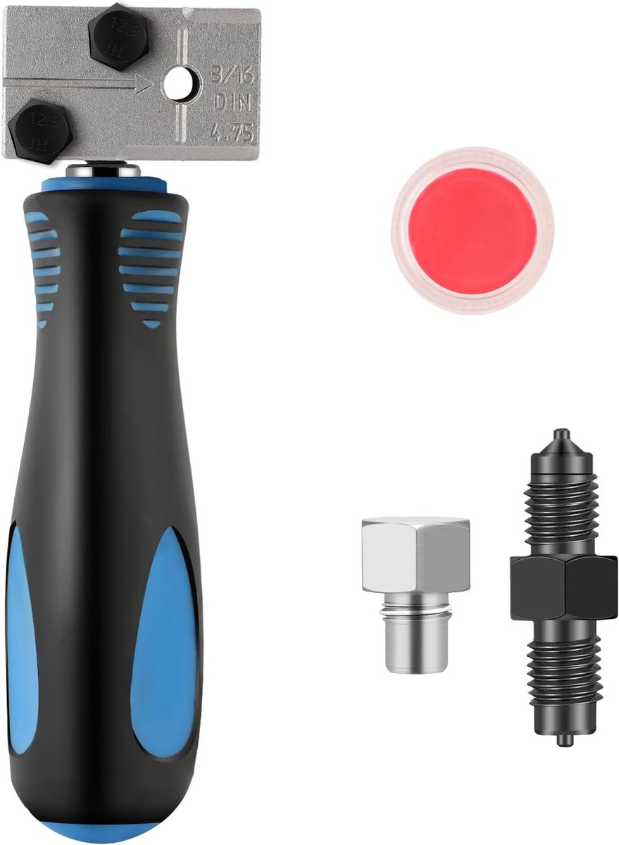 Remleidingsfreesapparaat voor DIN-stromen, dubbele kop, 4,75 mm, 3/16 inch, universeel inzetstuk voor remleidingen, koper, nikkel, stalen buizen, geschikt voor remsystemen