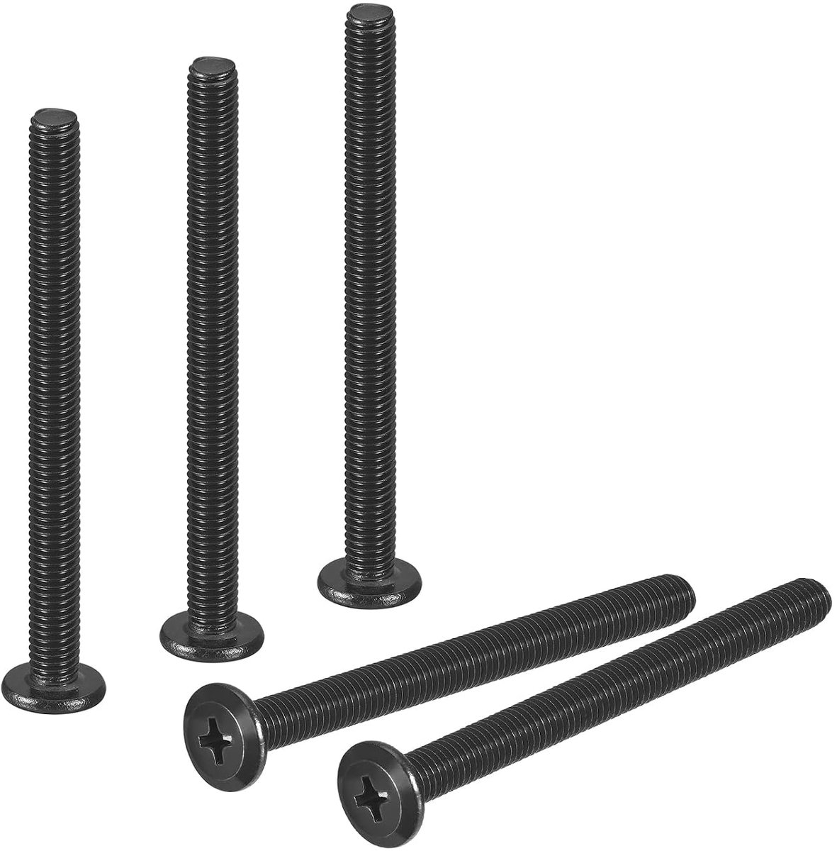 20 stuks zelftappende schroeven, M5-0,8 x 60 mm, machineschroevenset, 304 roestvrij staal, Phillips platte kopschroeven, volledige schroefdraad, zwart oxide