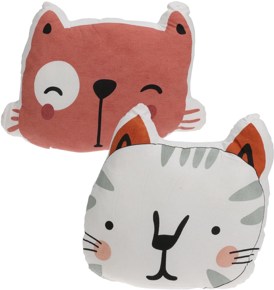 Home & Styling Dieren sierkussen set - 2x - Kat / poes - kinderkamer - 35 x 40 cm - polyester