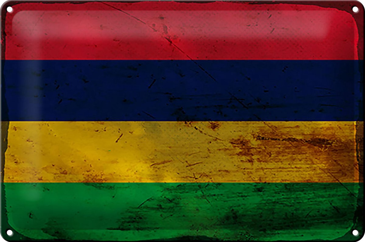 Blechschild Flagge Mauritius 30x20cm Flag Mauritius Rost