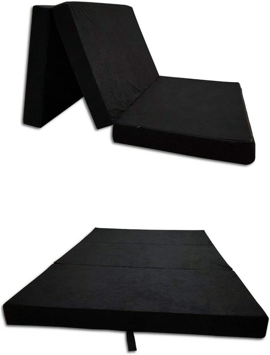 Opvouwbare Matras - Gastenmatras Vouwmatras - Comfortabel Slapen - Oeko-Tex Standaard 100 - 65 x 180 x 7 cm - Zwart