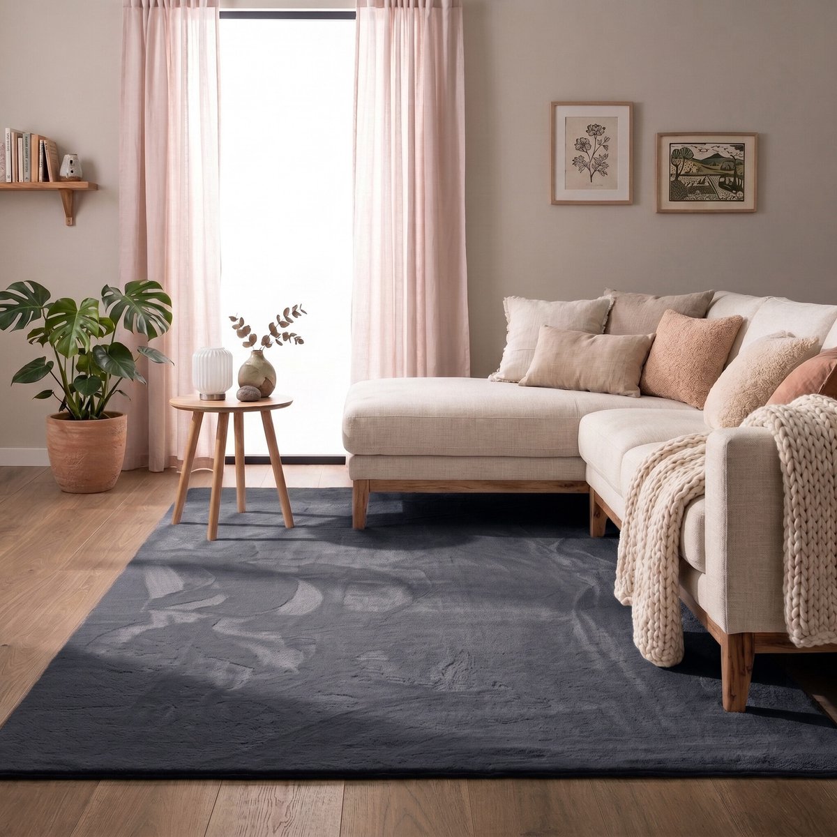 NATURL. Zacht laagpolig vloerkleed - Cozy Antraciet - 150x230cm