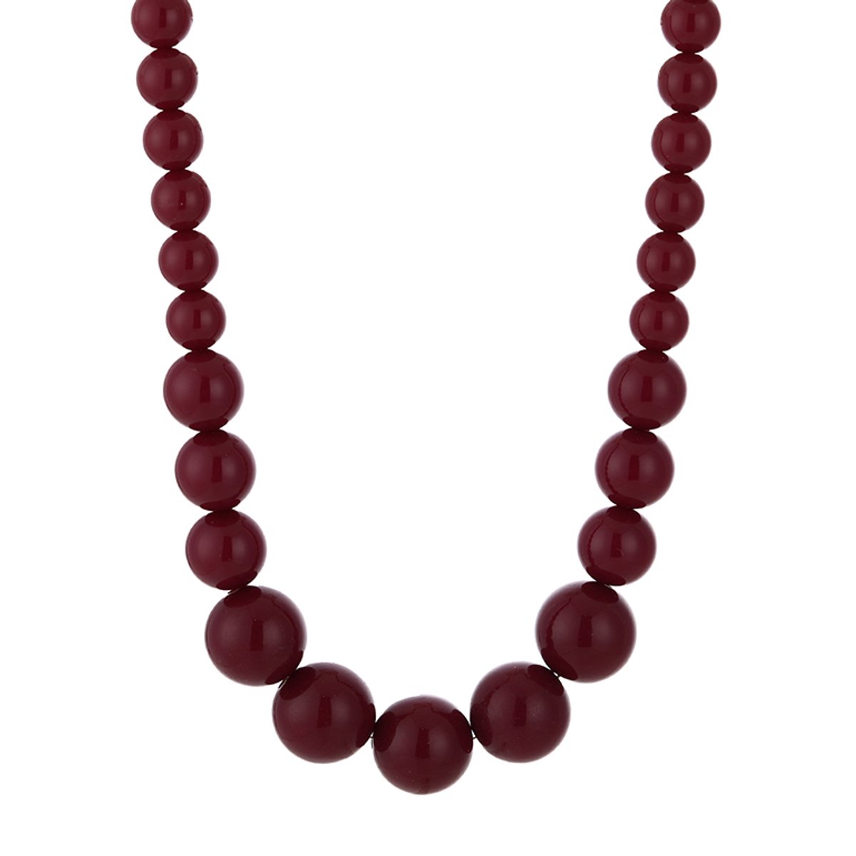 Graduated Round Bead Necklace – Kralen Ketting – RVS - Roze/Paars