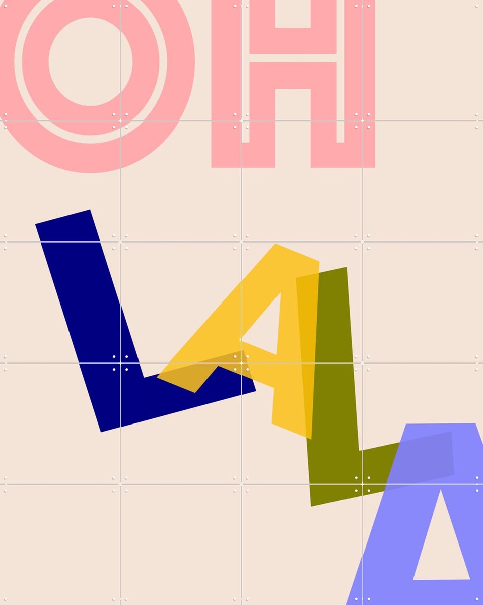 IXXI Oh Lala, Hej.Ibiza - 80 x 100 cm - Gratis ophangtool - Grote wanddecoratie en posters - Kleurrijk, Geometrische Kunst, Typografie, Pop art