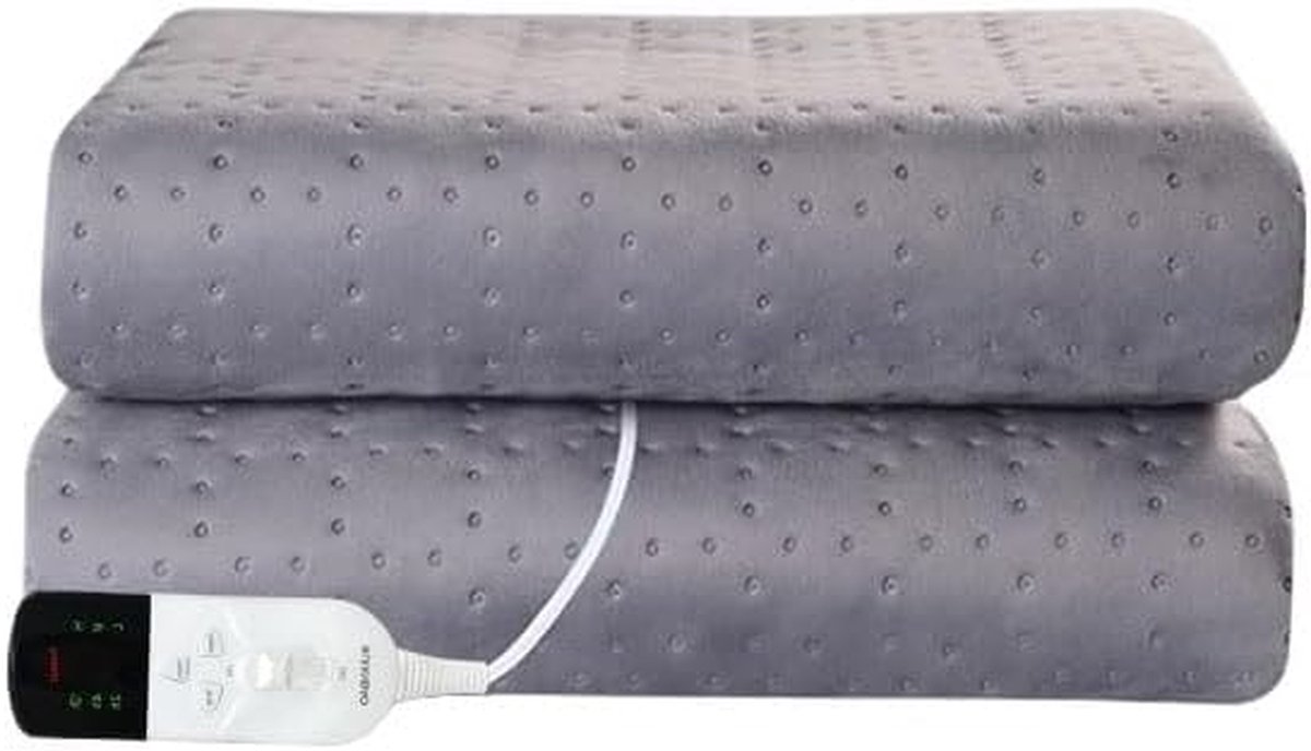 Elektrische Deken - Verwarmingsdeken Flanel - Warm Blijven - 3 Warmtestanden - 150 x 80 cm - Grijs