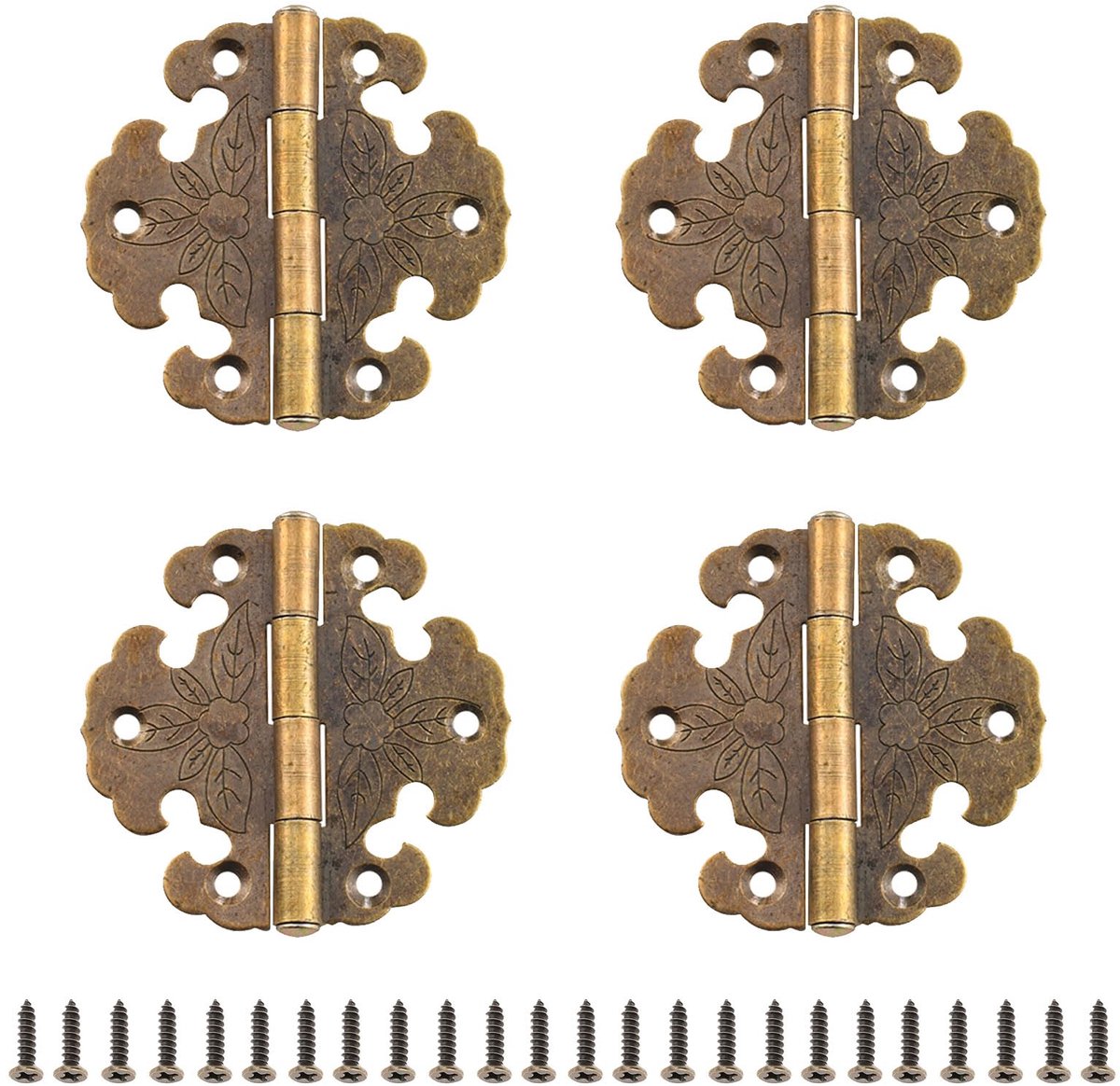 4 stuks antieke scharnieren, mini-scharnierdeurscharnieren, vintage scharnieren van brons voor de decoratie van houten deurkasten, boekenkasten
