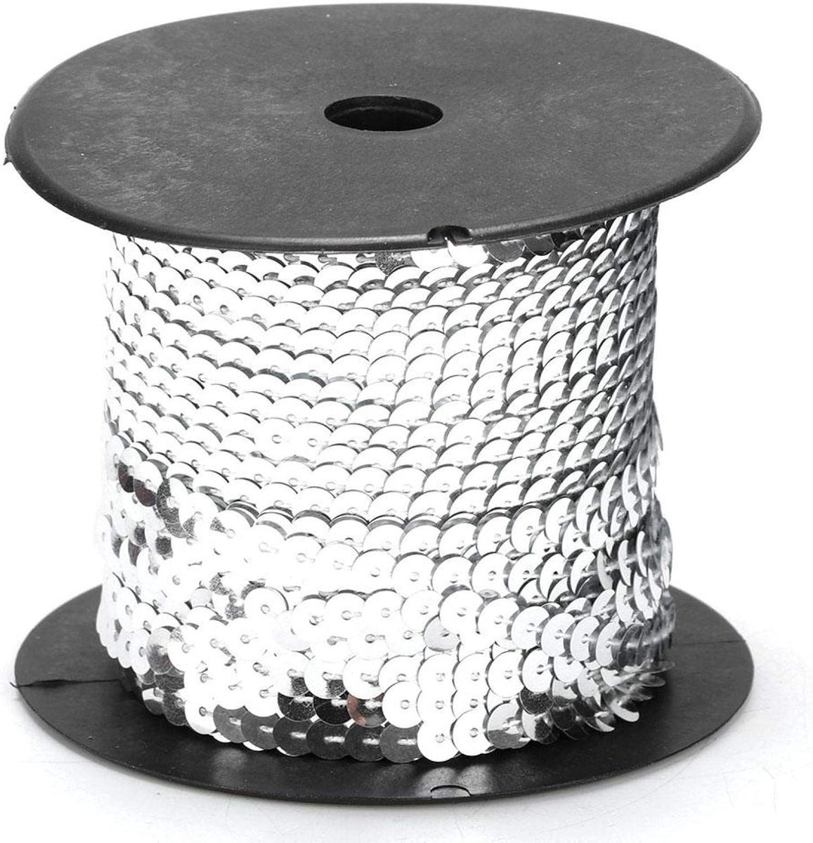 100 Yard Sequin Paillette Trim String 6mm Decoratief Accessoire voor Sieraden Maken, Lint Maken, Kostuums, Sewin(Zilver)