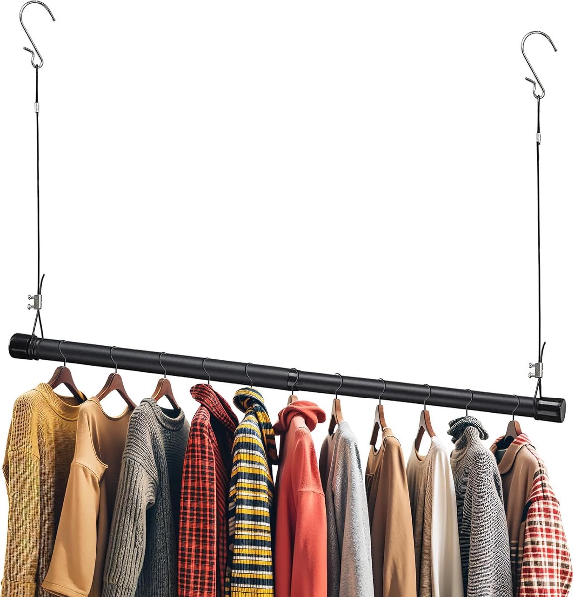 Kaststang 120 cm - mat zwart - 3 stuks - ideaal voor kledingopslag - ShopVlot
