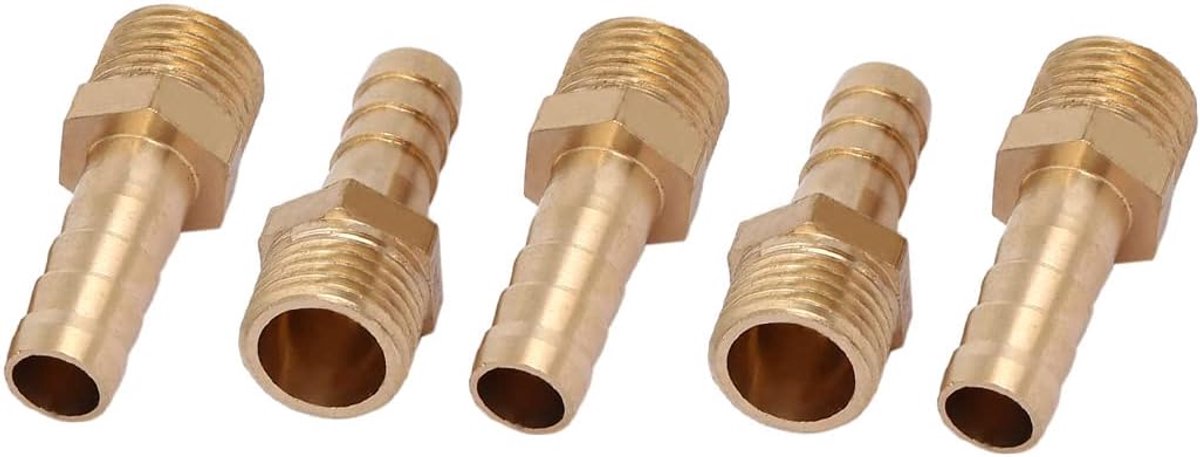 Map 1/4BSP schroefdraad mannelijk geribbeld 8 mm aansluiting buis adapter Connect 5 stuks