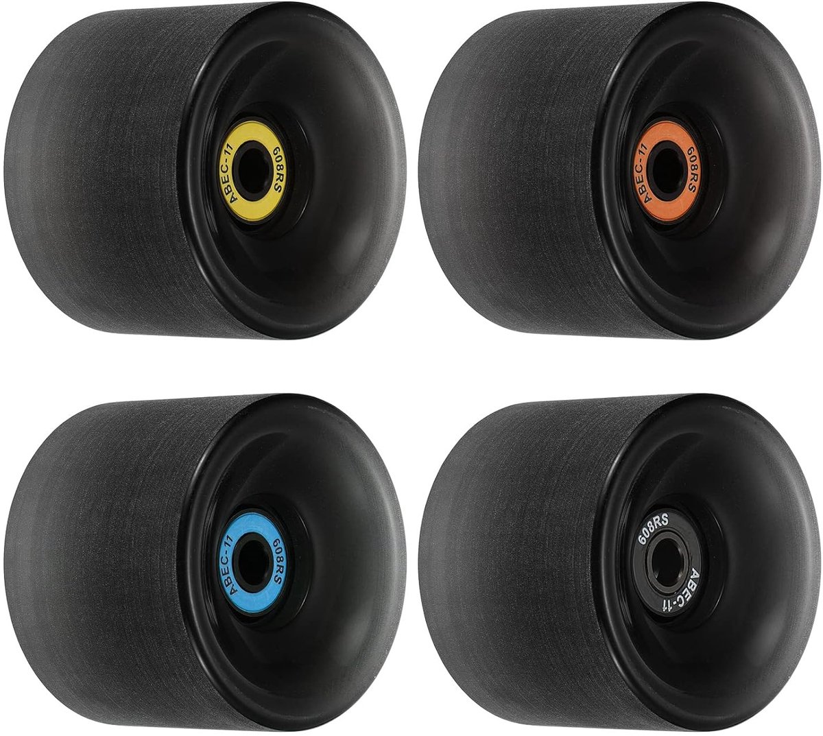 Wielen met ABEC-11-kogellagers, 4-pack zachte cruiserwielen straatwielen voor skateboards skateboardwiel PU, zwart
