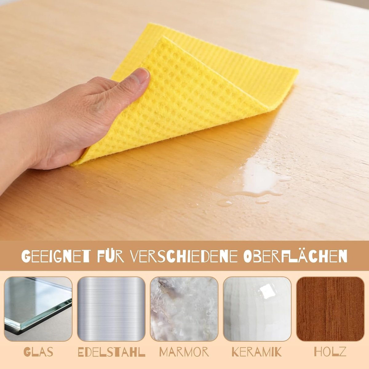 Vaatdoeken, poetsdoeken, keukendoeken, reinigingsdoek, absorberende theedoeken, wasbaar voor keuken, toonbank, afwassen, zeer absorberend, 20 x 18 cm